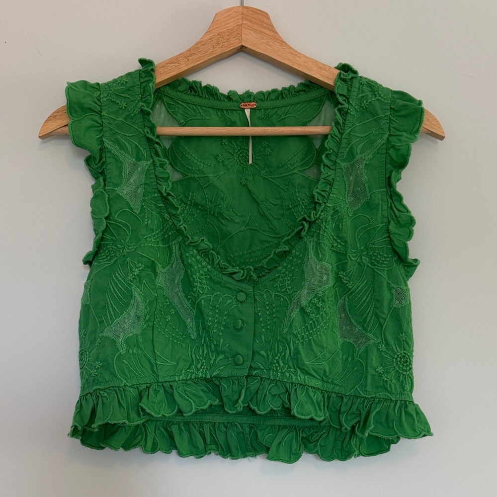 Free People Green Cropped Tank Top